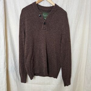 Eddie Bauer Men's Medium Brown Henley Sweater